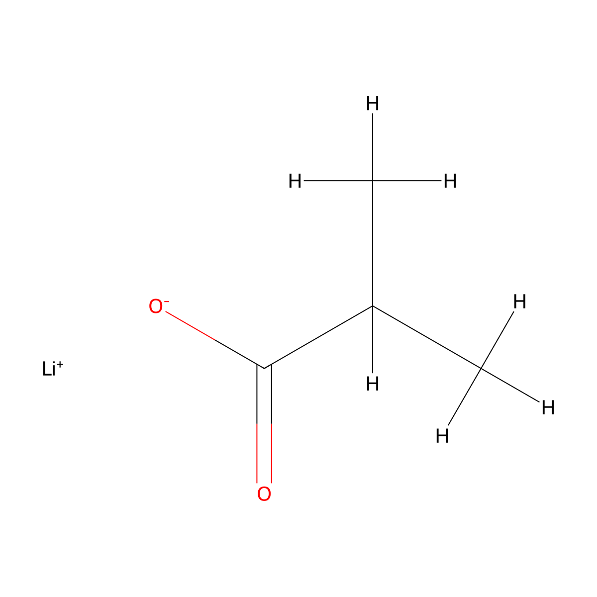Lithium 2-methylpropanoate molecular structure, CAS 25179-23-1