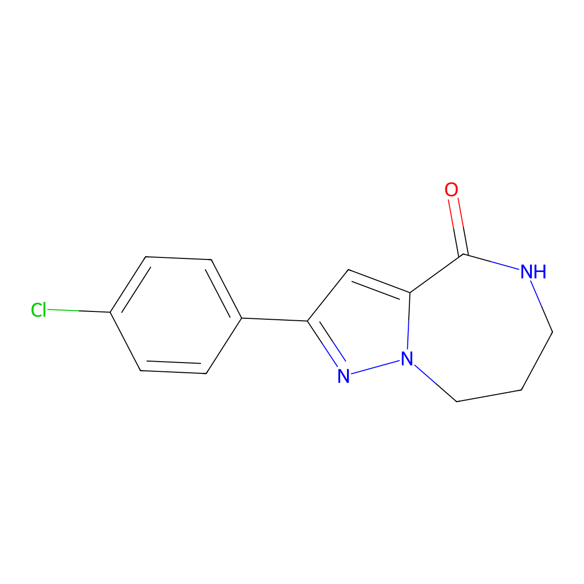 2-(4-chlorophenyl)-5,6,7,8-tetrahydro-4H-pyrazolo[1,5-a][1,4]diazepin-4-one molecular structure, CAS 2517908-41-5