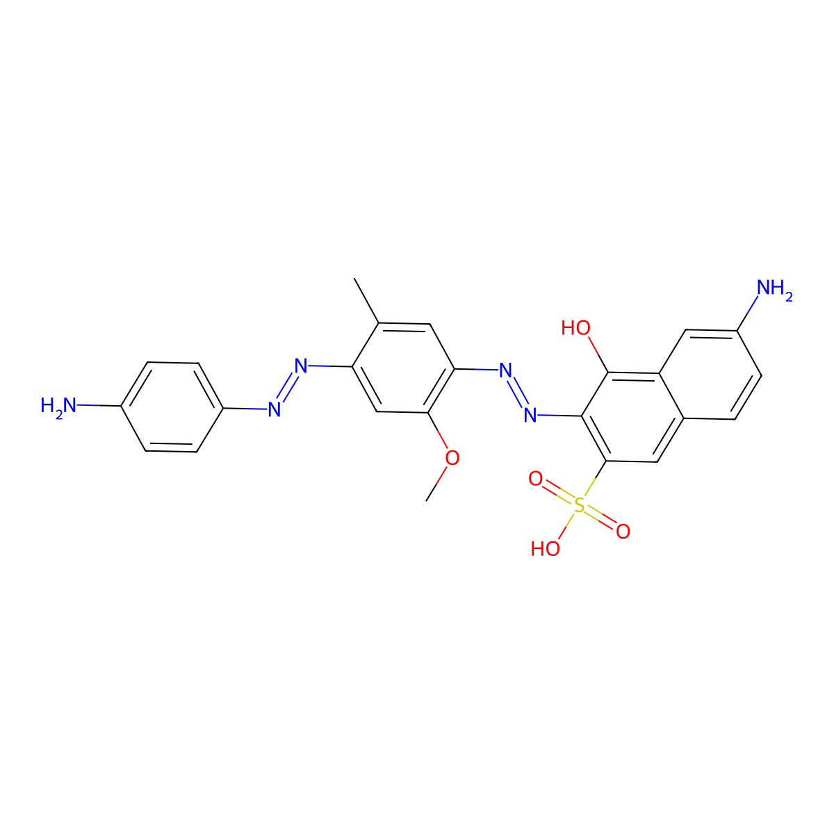 6-Amino-3-((4-((4-aminophenyl)azo)-6-methoxy-m-tolyl)azo)-4-hydroxynaphthalene-2-sulphonic acid molecular structure, CAS 25180-12-5