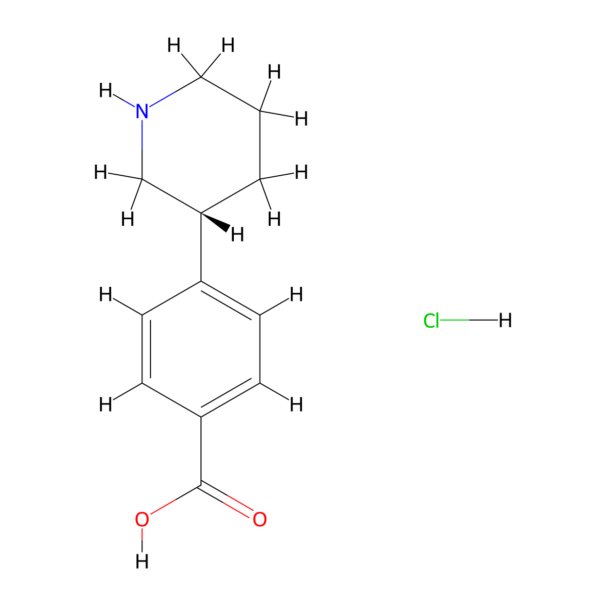 (R)-4-(Piperidin-3-yl)benzoic acid hydrochloride molecular structure, CAS 2518051-17-5