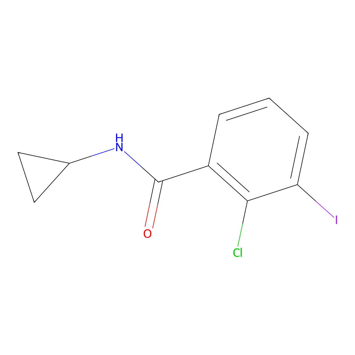 2-Chloro-N-cyclopropyl-3-iodobenzamide molecular structure, CAS 2518099-42-6
