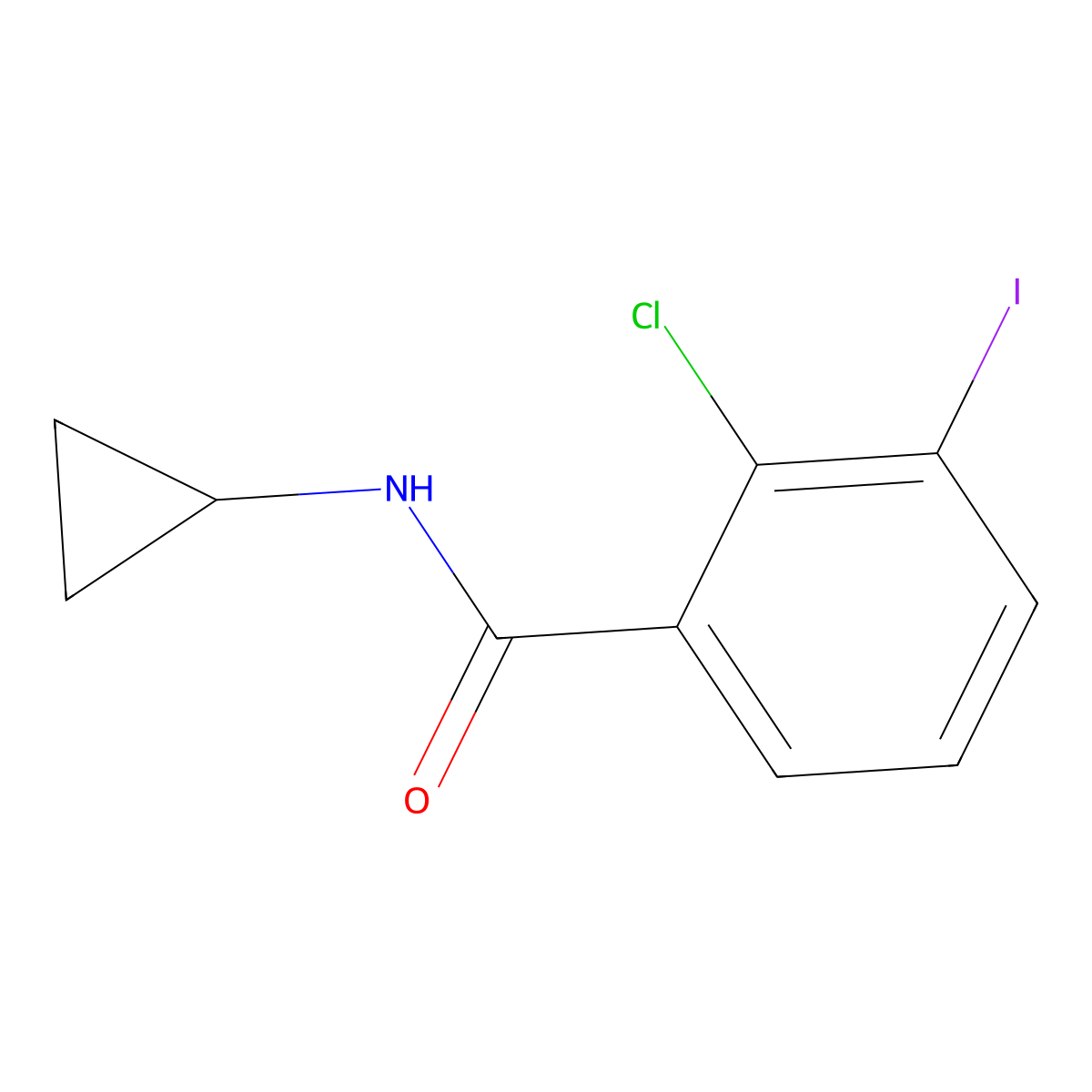 2-Chloro-N-cyclopropyl-3-iodobenzamide molecular structure, CAS 2518099-42-6