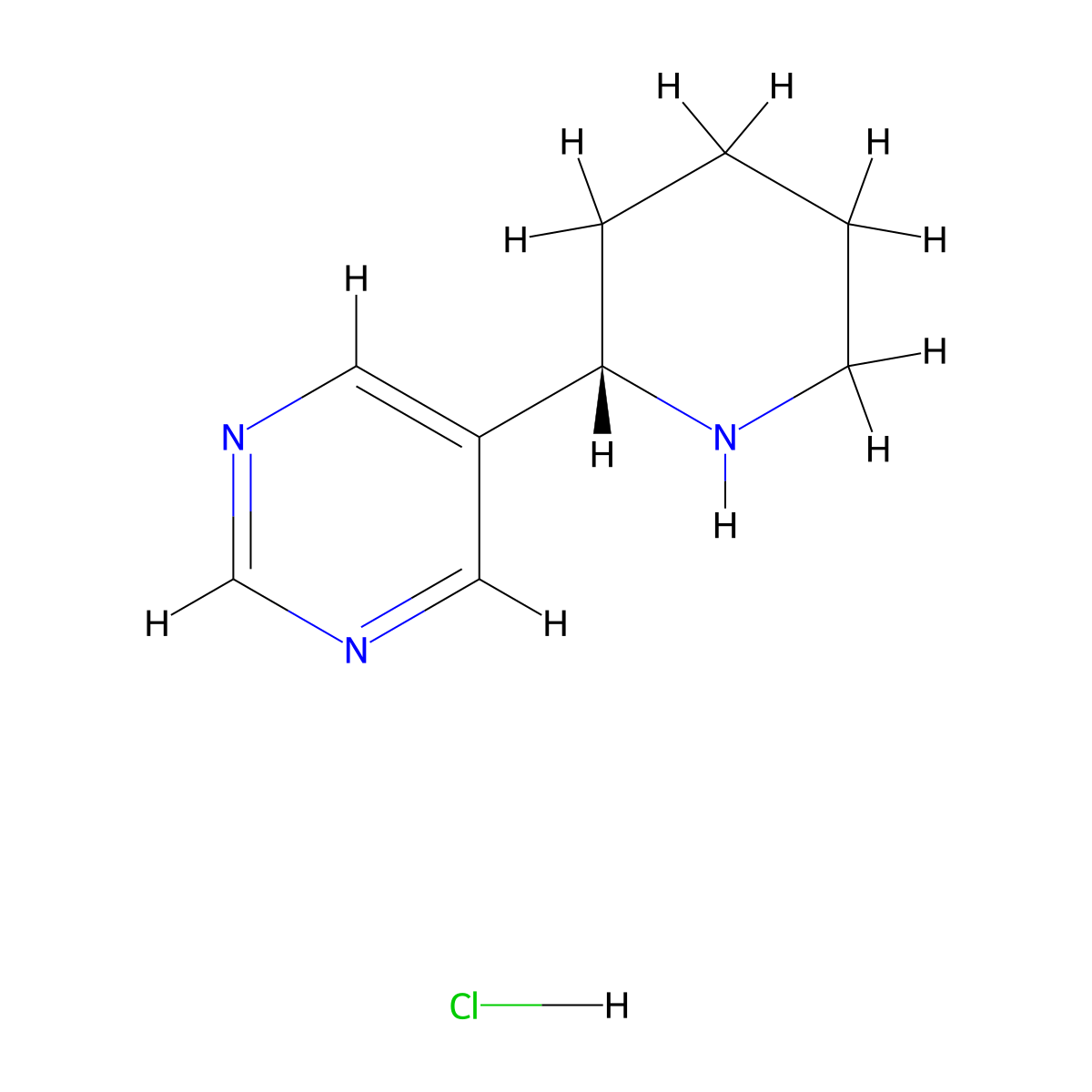 (S)-5-(piperidin-2-yl)pyrimidine hydrochloride molecular structure, CAS 2518142-33-9