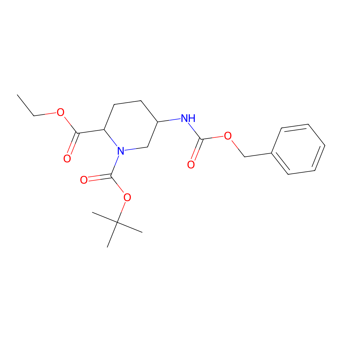 O1-tert-butyl O2-ethyl (2R,5S)-5-(benzyloxycarbonylamino)piperidine-1,2-dicarboxylate molecular structure, CAS 2518151-95-4