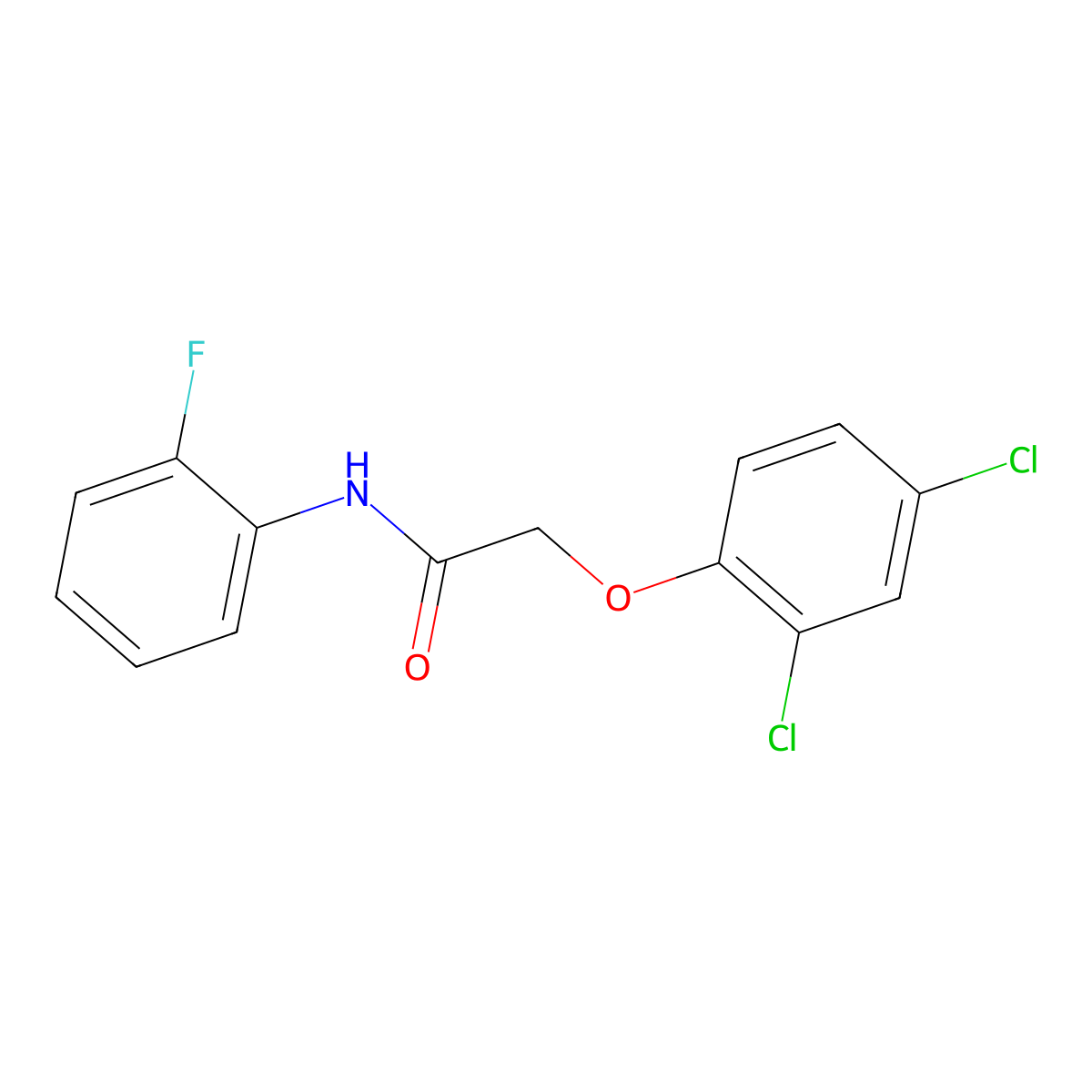 2-(2,4-dichlorophenoxy)-N-(2-fluorophenyl)acetamide molecular structure, CAS 25182-22-3