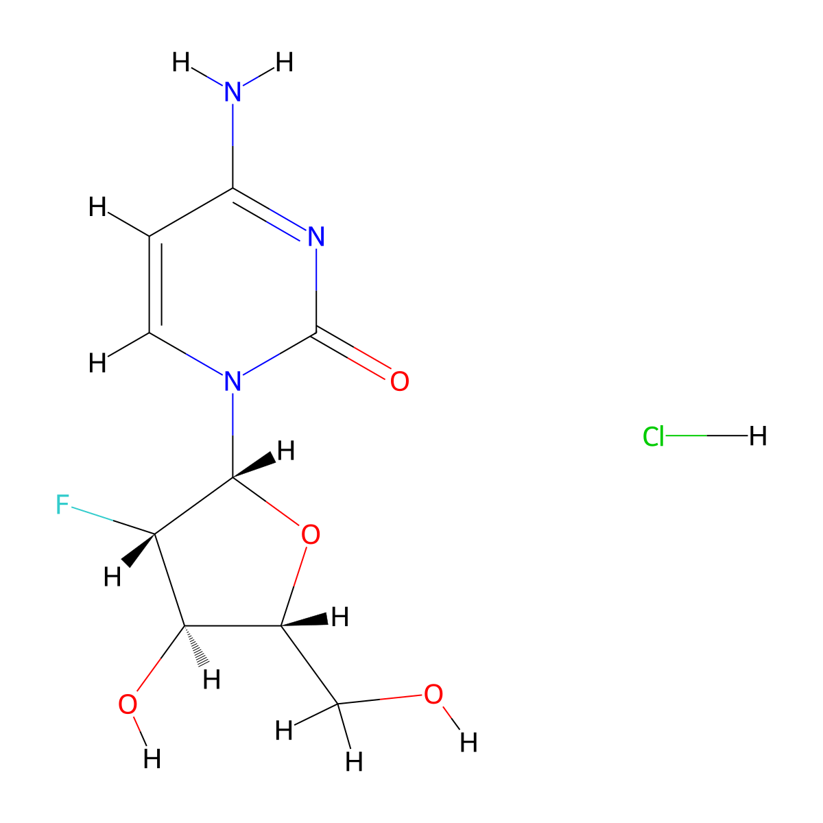 1-(2'-Deoxy-2'-fluoro-b-D-arabinofuranosyl)cytosine Hydrochloride molecular structure, CAS 25183-22-6