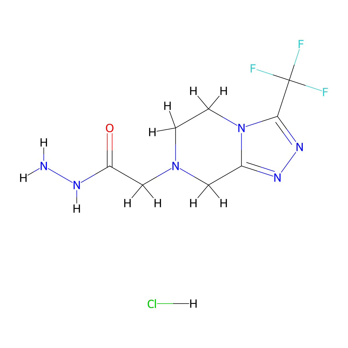 2-(3-(trifluoromethyl)-5,6-dihydro-[1,2,4]triazolo[4,3-a]pyrazin-7(8H)-yl)acetohydrazide hydrochloride molecular structure, CAS 2518421-31-1