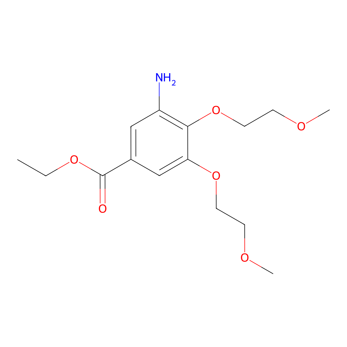 Benzoic acid, 3-amino-4,5-bis(2-methoxyethoxy)-, ethyl ester molecular structure, CAS 2518426-66-7