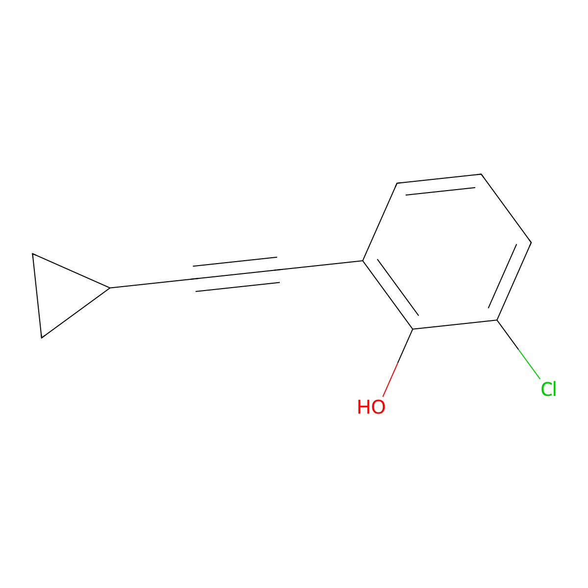 2-Chloro-6-(2-cyclopropylethynyl)phenol molecular structure, CAS 2518450-54-7