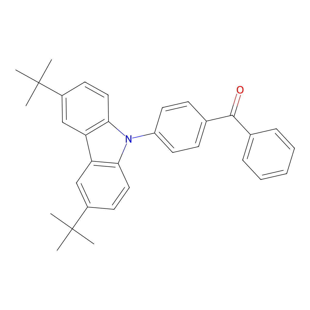 9-(4-benzoylphenyl)-3,6-di-tert-butyl-9H-carbazole molecular structure, CAS 251902-46-2