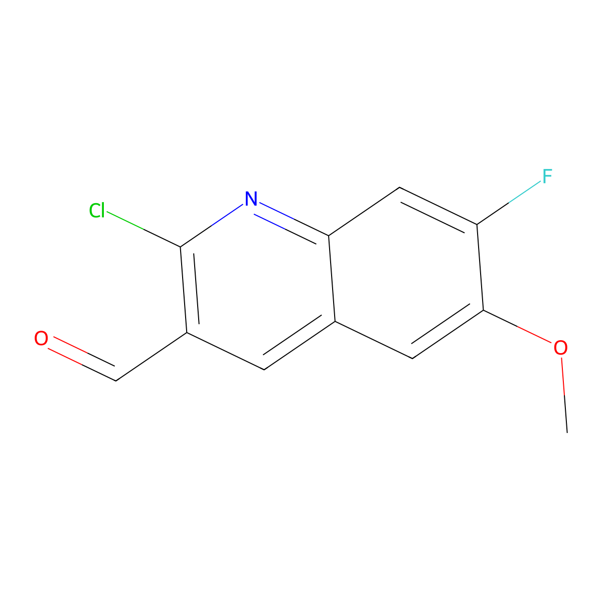 2-Chloro-7-fluoro-6-methoxyquinoline-3-carbaldehyde molecular structure, CAS 251902-52-0