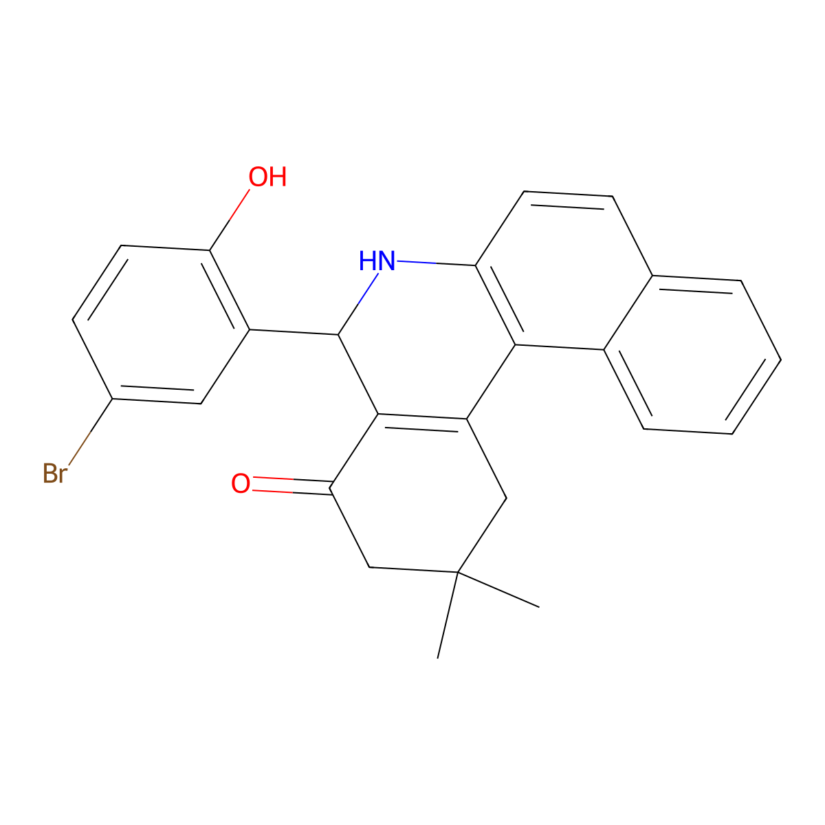 5-(5-bromo-2-hydroxyphenyl)-2,2-dimethyl-2,3,5,6-tetrahydrobenzo[a]phenanthridin-4(1H)-one molecular structure, CAS 251917-81-4
