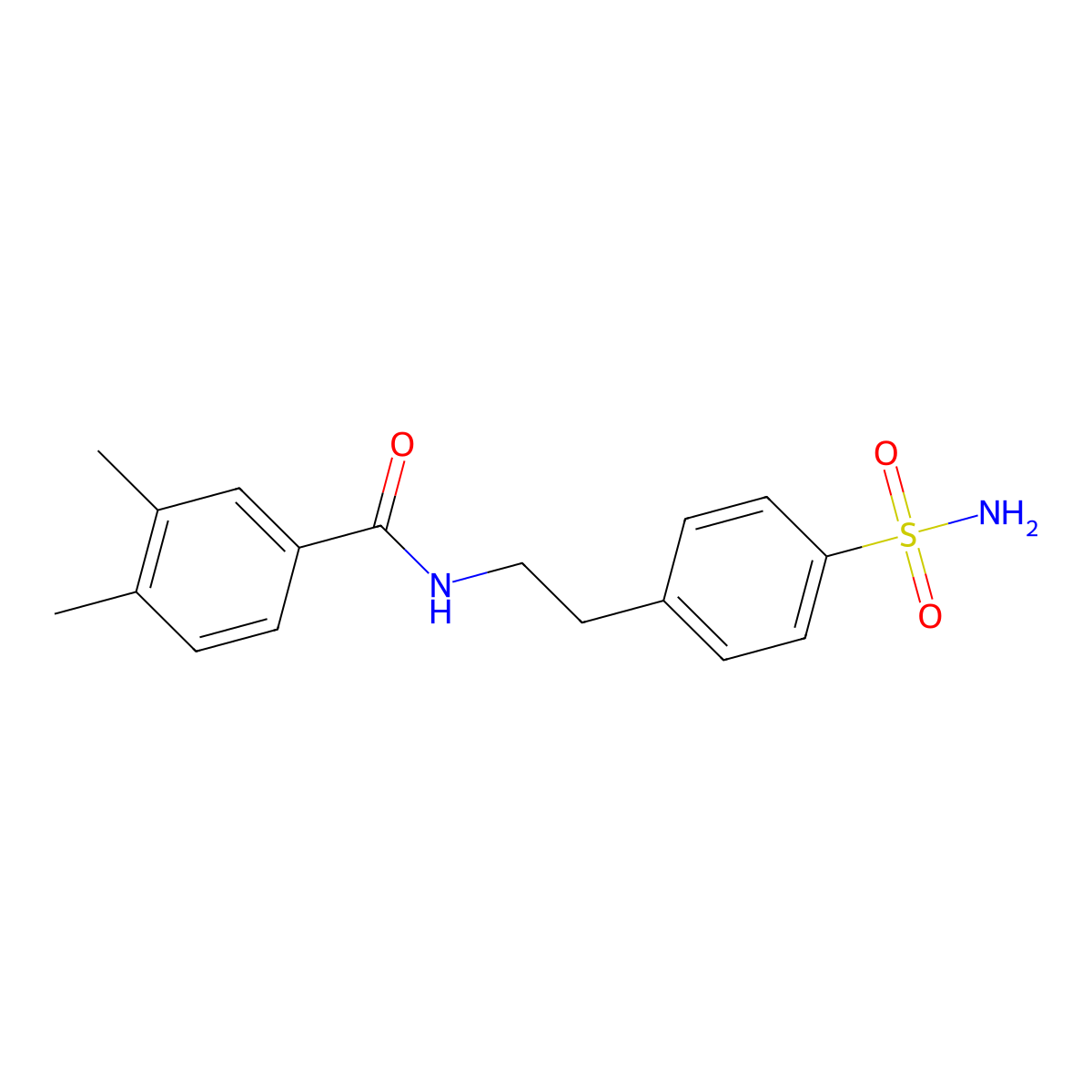 3,4-dimethyl-N-[2-(4-sulfamoylphenyl)ethyl]benzamide molecular structure, CAS 25192-43-2