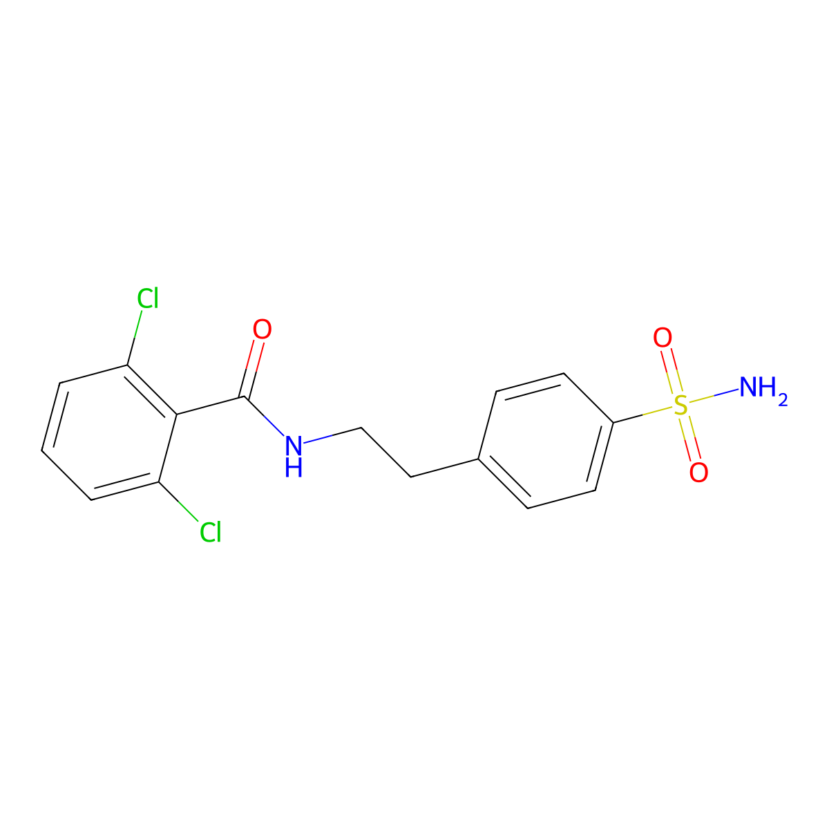 2,6-dichloro-N-[2-(4-sulfamoylphenyl)ethyl]benzamide molecular structure, CAS 25192-70-5