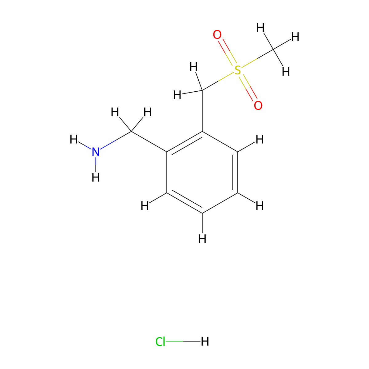 [2-(Methanesulfonylmethyl)phenyl]methanamine hydrochloride molecular structure, CAS 25195-67-9