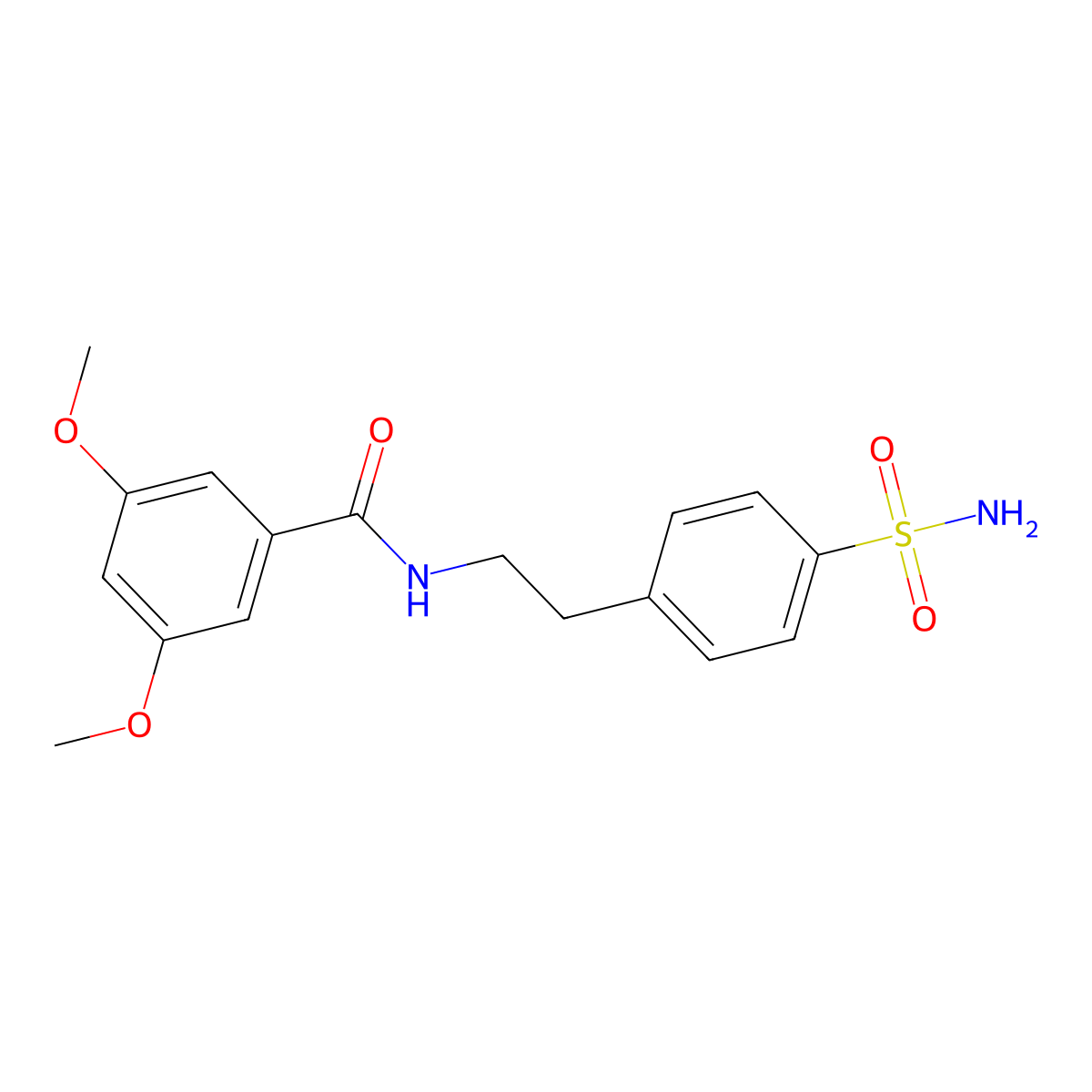 3,5-dimethoxy-N-[2-(4-sulfamoylphenyl)ethyl]benzamide molecular structure, CAS 25196-47-8