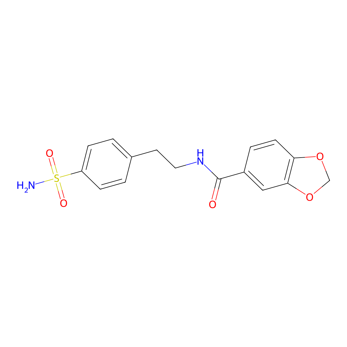 N-[2-(4-sulfamoylphenyl)ethyl]-1,3-benzodioxole-5-carboxamide molecular structure, CAS 25197-17-5