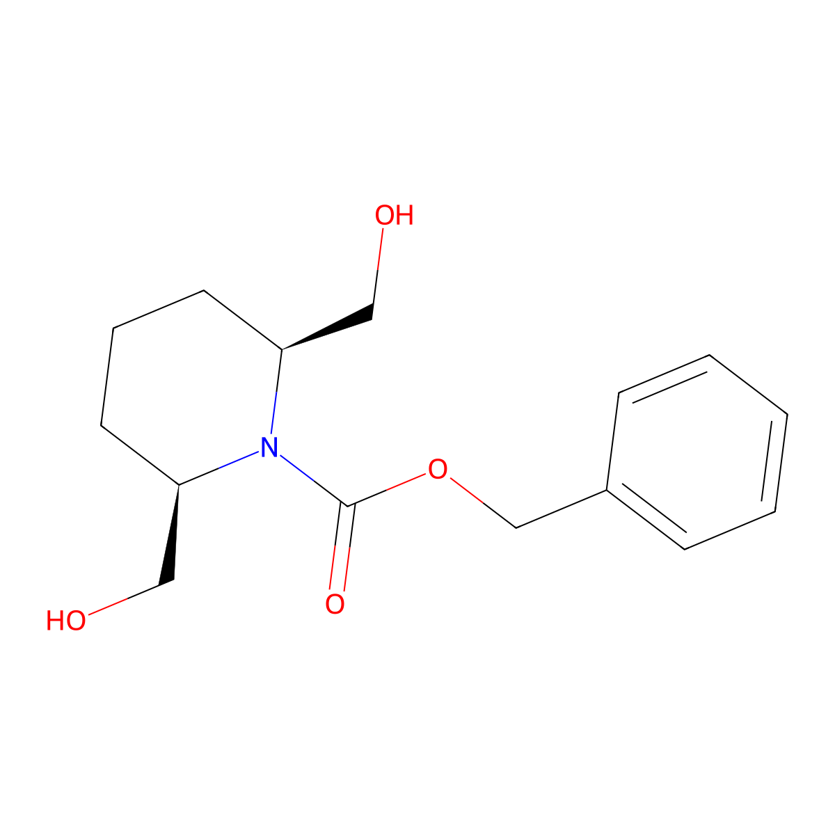 Benzyl (2R,6S)-2,6-bis(hydroxymethyl)piperidine-1-carboxylate molecular structure, CAS 251983-86-5