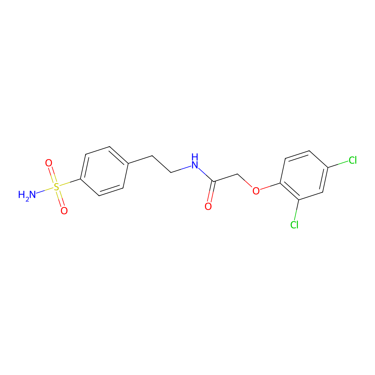 2-(2,4-dichlorophenoxy)-N-[2-(4-sulfamoylphenyl)ethyl]acetamide molecular structure, CAS 25199-38-6