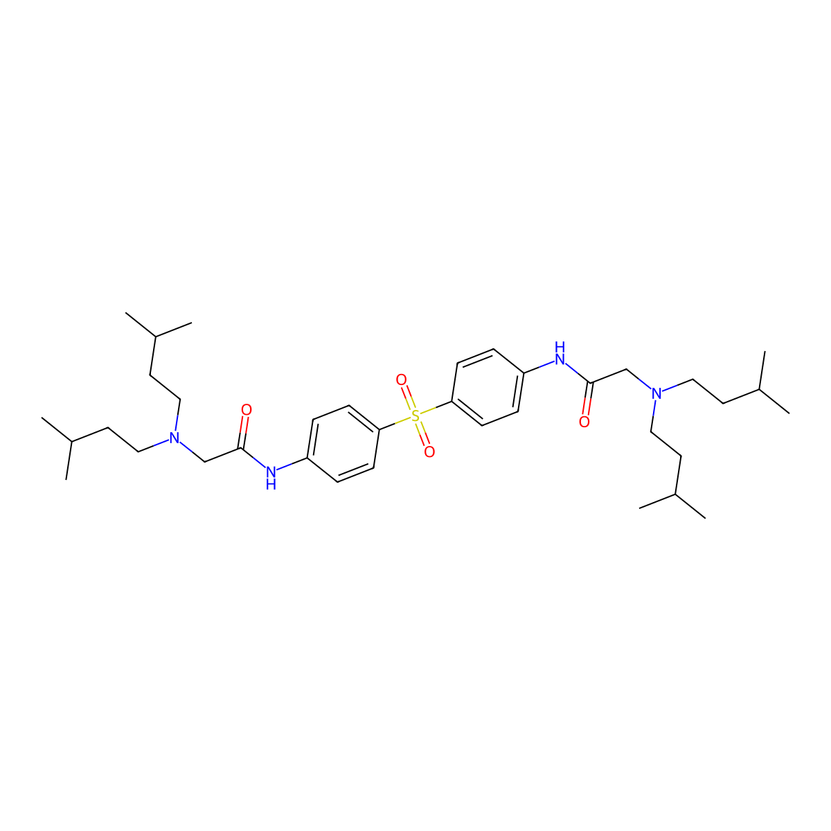 Acetamide, N,N'-(sulfonylbis(4,1-phenylene))bis(2-(bis(3-methylbutyl)amino)- molecular structure, CAS 2520-19-6