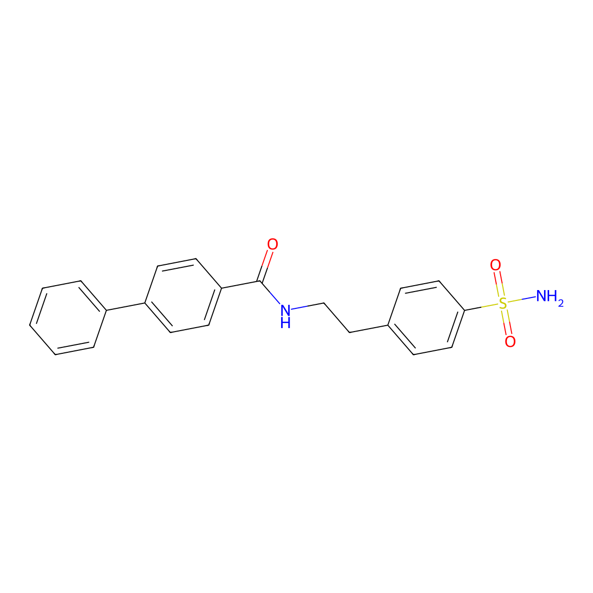 4-phenyl-N-[2-(4-sulfamoylphenyl)ethyl]benzamide molecular structure, CAS 25200-24-2