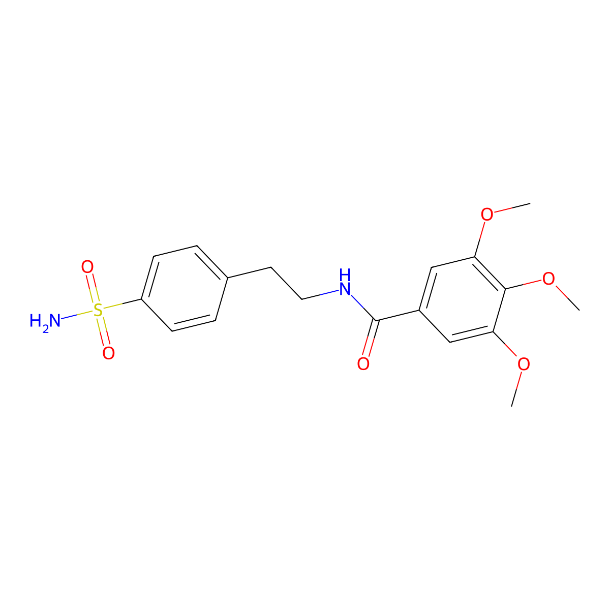 3,4,5-trimethoxy-N-[2-(4-sulfamoylphenyl)ethyl]benzamide molecular structure, CAS 25200-53-7