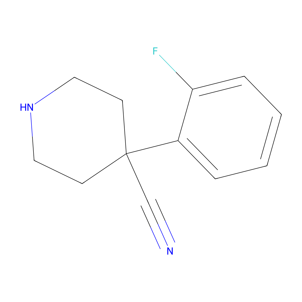 4-(2-Fluorophenyl)piperidine-4-carbonitrile molecular structure, CAS 252002-43-0