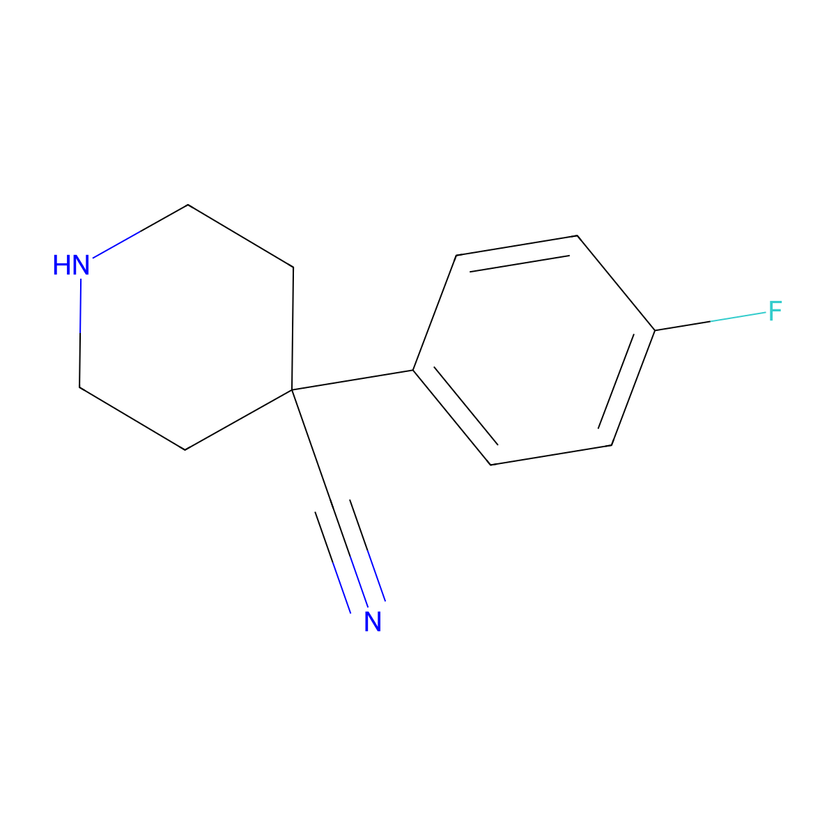 4-(4-Fluorophenyl)piperidine-4-carbonitrile molecular structure, CAS 252002-46-3