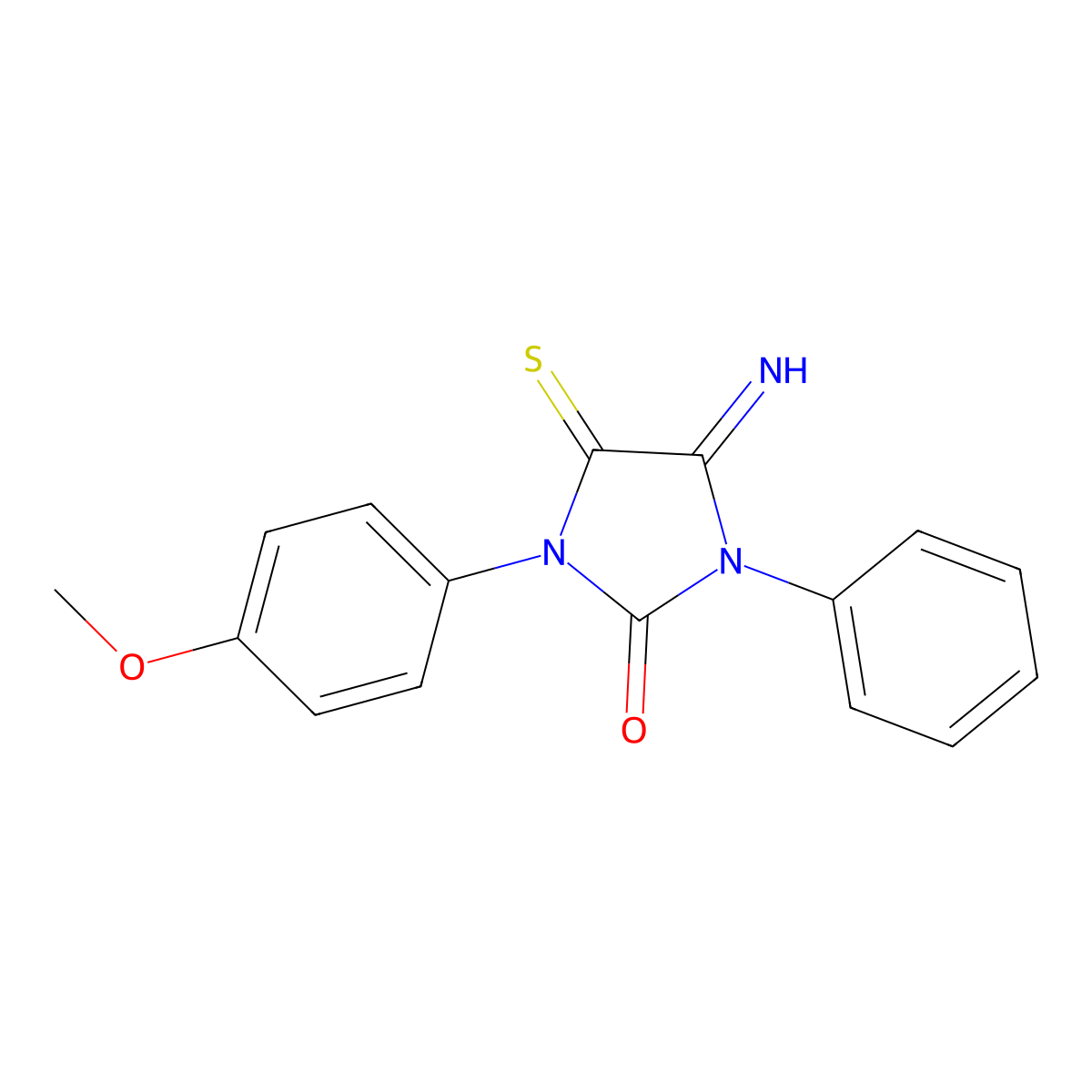 4-Imino-1-(4-methoxyphenyl)-3-phenyl-5-sulfanylideneimidazolidin-2-one molecular structure, CAS 252004-99-2