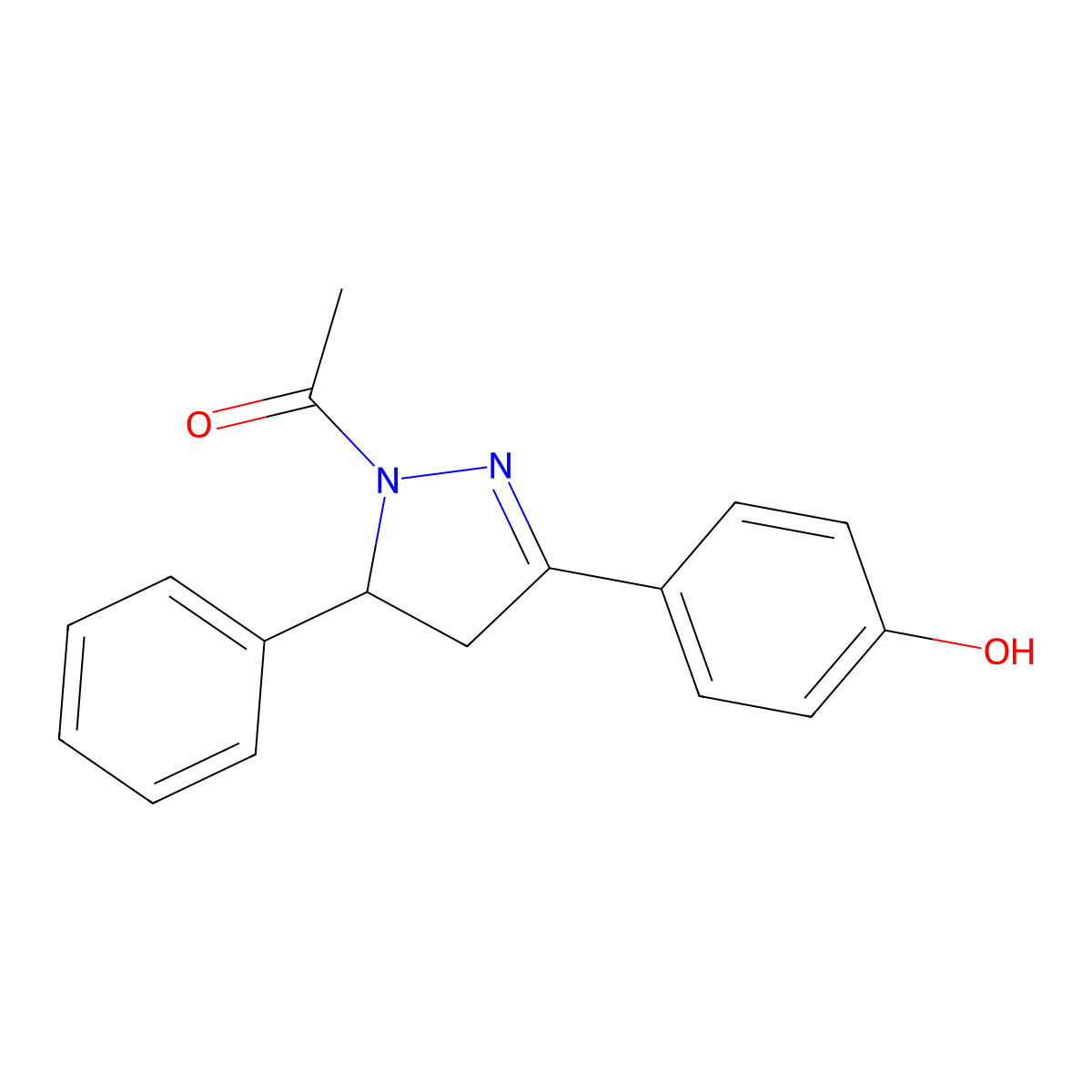 1-Acetyl-3-(4-hydroxyphenyl)-5-phenyl-2-pyrazoline molecular structure, CAS 252006-56-7