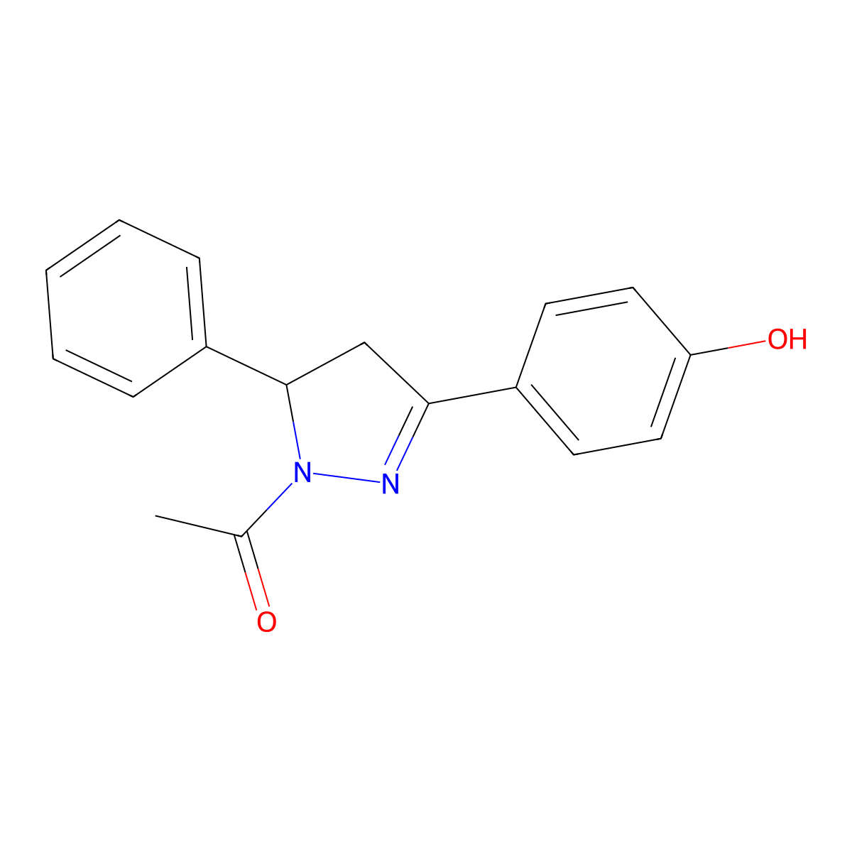 1-Acetyl-3-(4-hydroxyphenyl)-5-phenyl-2-pyrazoline molecular structure, CAS 252006-56-7