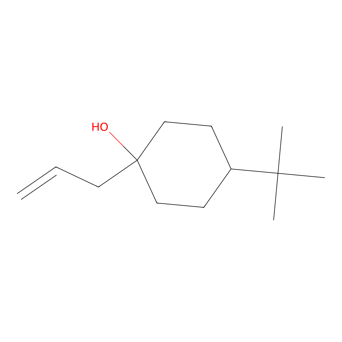 Cyclohexanol, 4-(1,1-dimethylethyl)-1-(2-propenyl)- molecular structure, CAS 25201-49-4