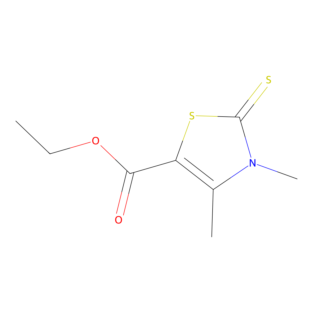 Ethyl 3,4-dimethyl-2-thioxo-2,3-dihydro-1,3-thiazole-5-carboxylate molecular structure, CAS 252010-04-1
