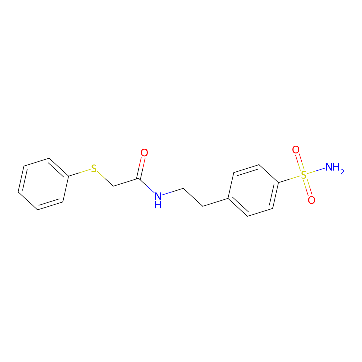 2-phenylsulfanyl-N-[2-(4-sulfamoylphenyl)ethyl]acetamide molecular structure, CAS 25202-66-8