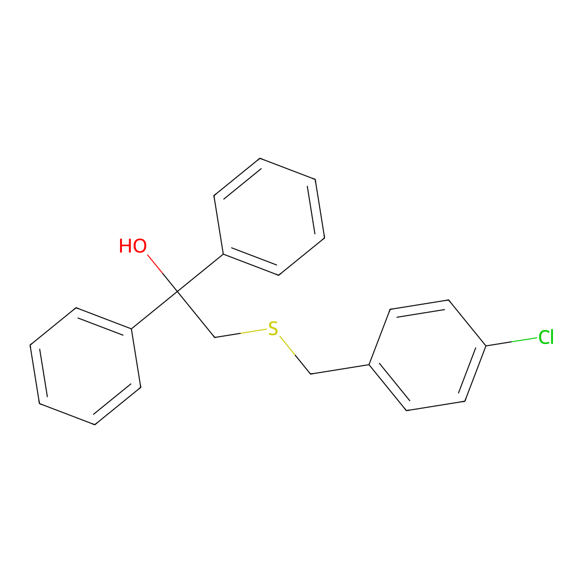 2-[(4-Chlorobenzyl)sulfanyl]-1,1-diphenyl-1-ethanol molecular structure, CAS 252026-40-7