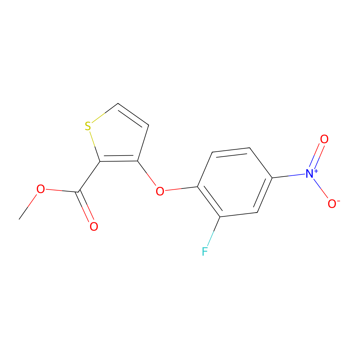 Methyl 3-(2-fluoro-4-nitrophenoxy)-2-thiophenecarboxylate molecular structure, CAS 252026-46-3