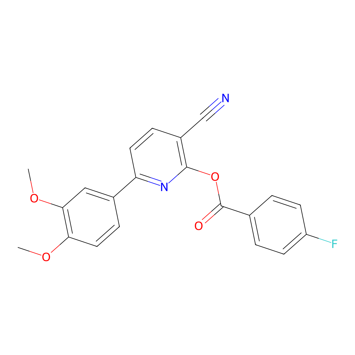 3-Cyano-6-(3,4-dimethoxyphenyl)-2-pyridinyl 4-fluorobenzenecarboxylate molecular structure, CAS 252026-48-5