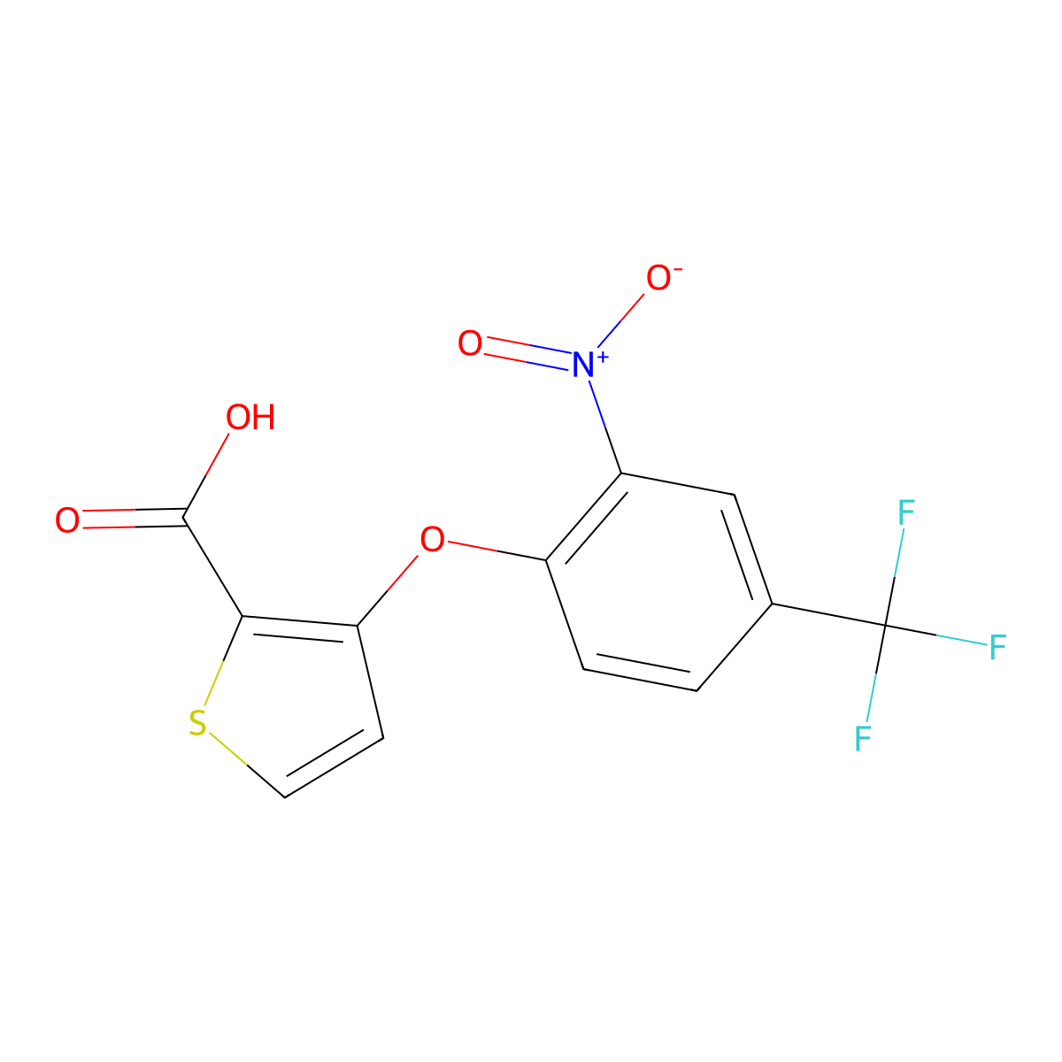 3-[2-nitro-4-(trifluoromethyl)phenoxy]thiophene-2-carboxylic Acid molecular structure, CAS 252026-58-7