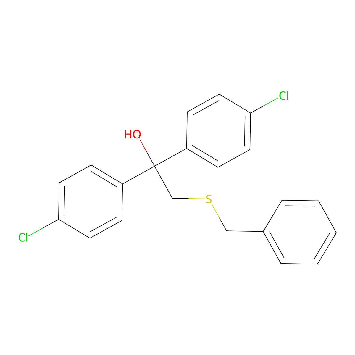 2-(Benzylsulfanyl)-1,1-bis(4-chlorophenyl)-1-ethanol molecular structure, CAS 252026-63-4