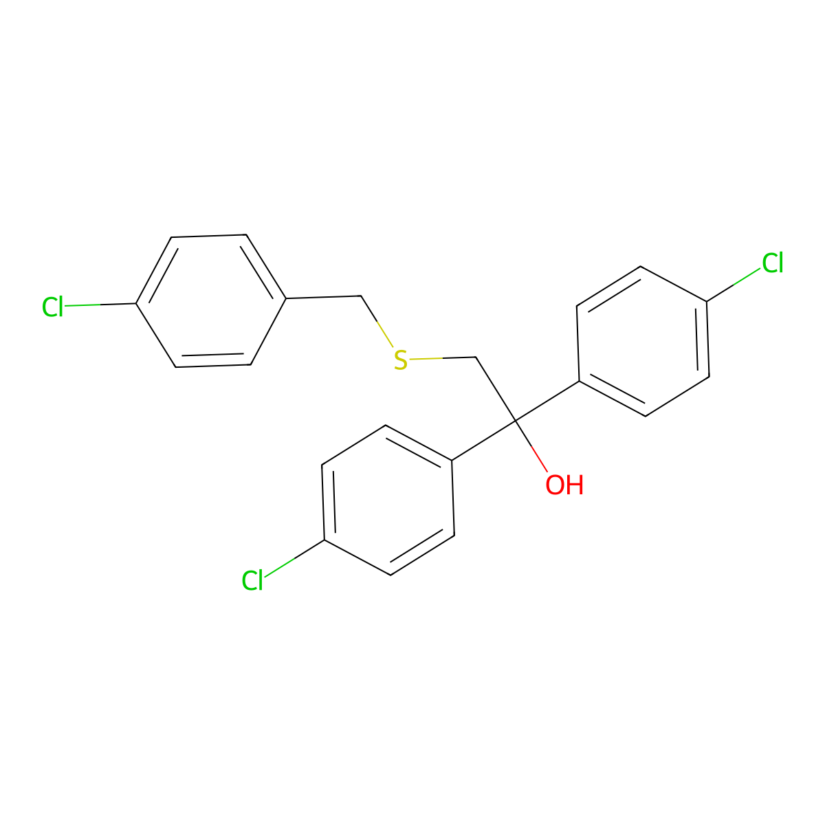 1,1-Bis(4-chlorophenyl)-2-[(4-chlorophenyl)methylsulfanyl]ethanol molecular structure, CAS 252026-68-9