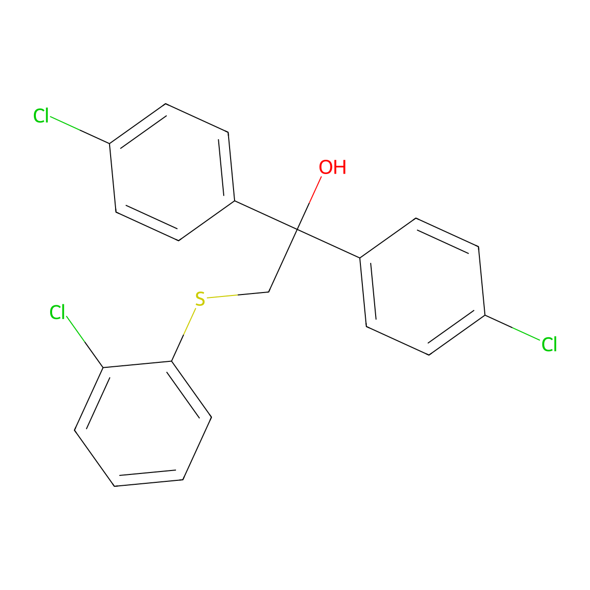 1,1-Bis(4-chlorophenyl)-2-[(2-chlorophenyl)sulfanyl]-1-ethanol molecular structure, CAS 252026-72-5
