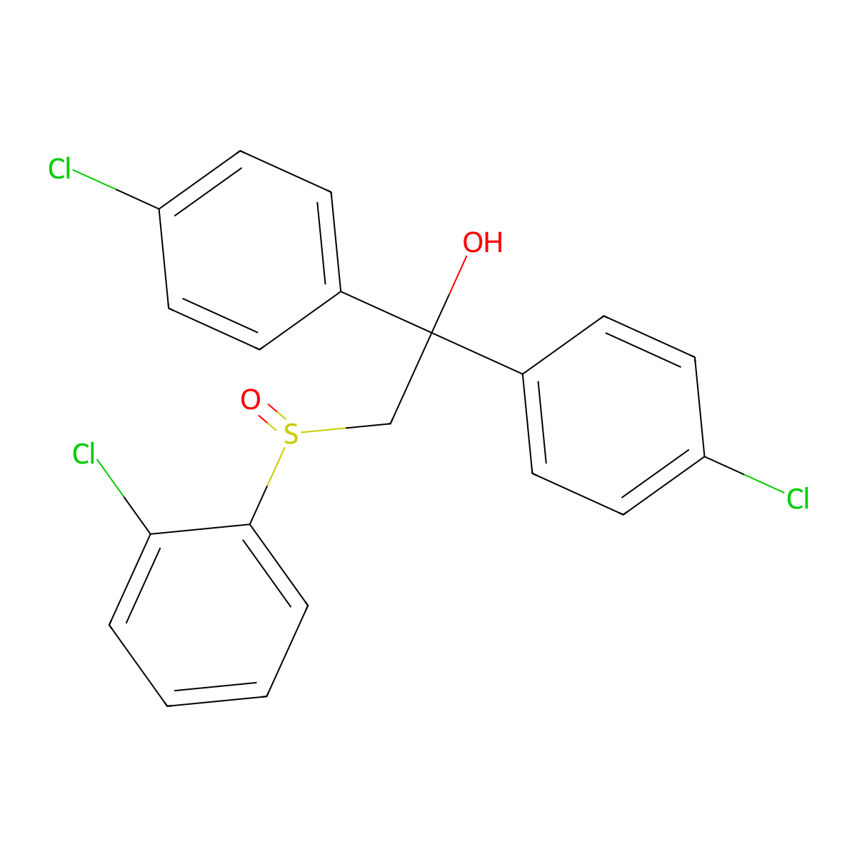 1,1-Bis(4-chlorophenyl)-2-[(2-chlorophenyl)sulfinyl]-1-ethanol molecular structure, CAS 252026-78-1