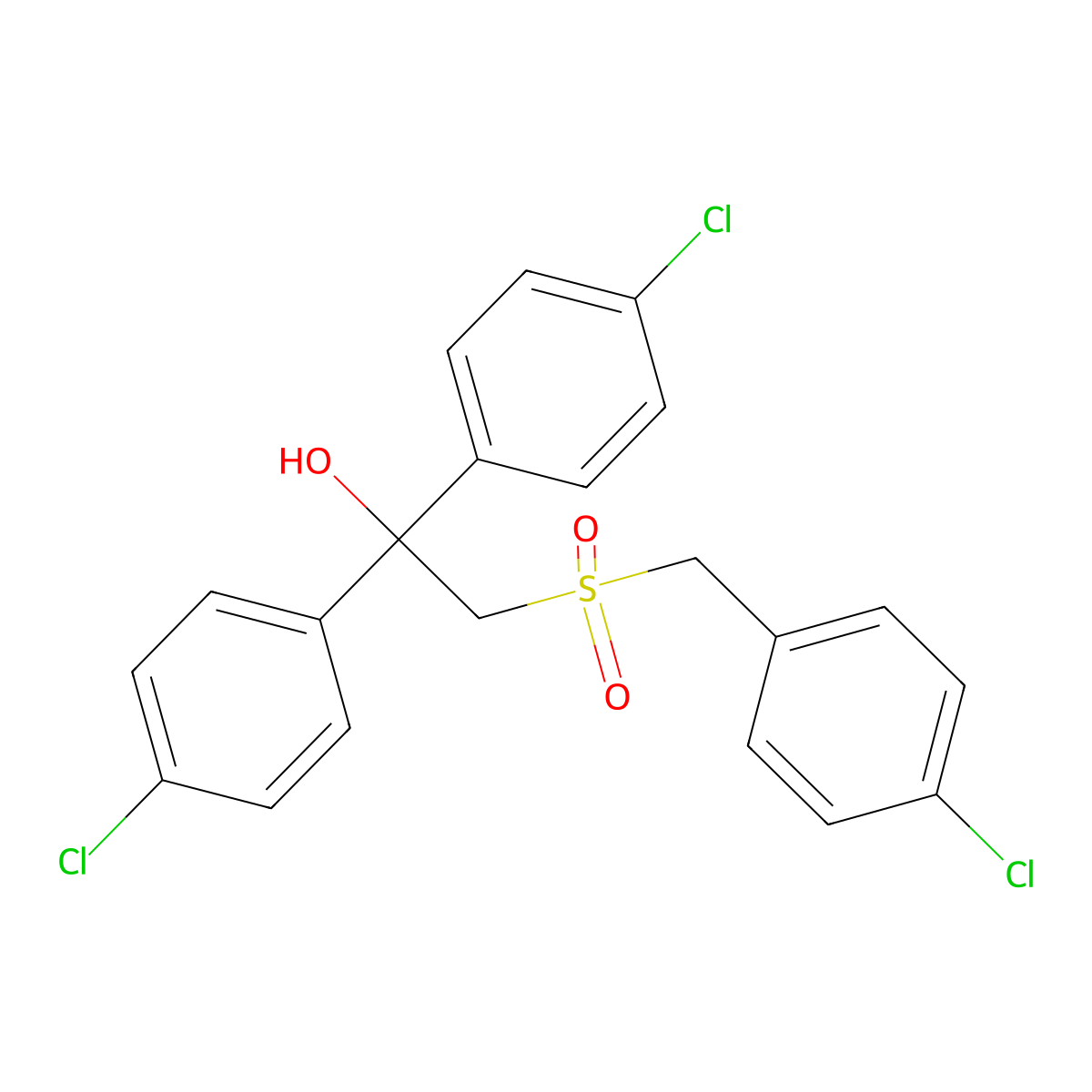 1,1-Bis(4-chlorophenyl)-2-[(4-chlorophenyl)methylsulfonyl]ethanol molecular structure, CAS 252026-84-9
