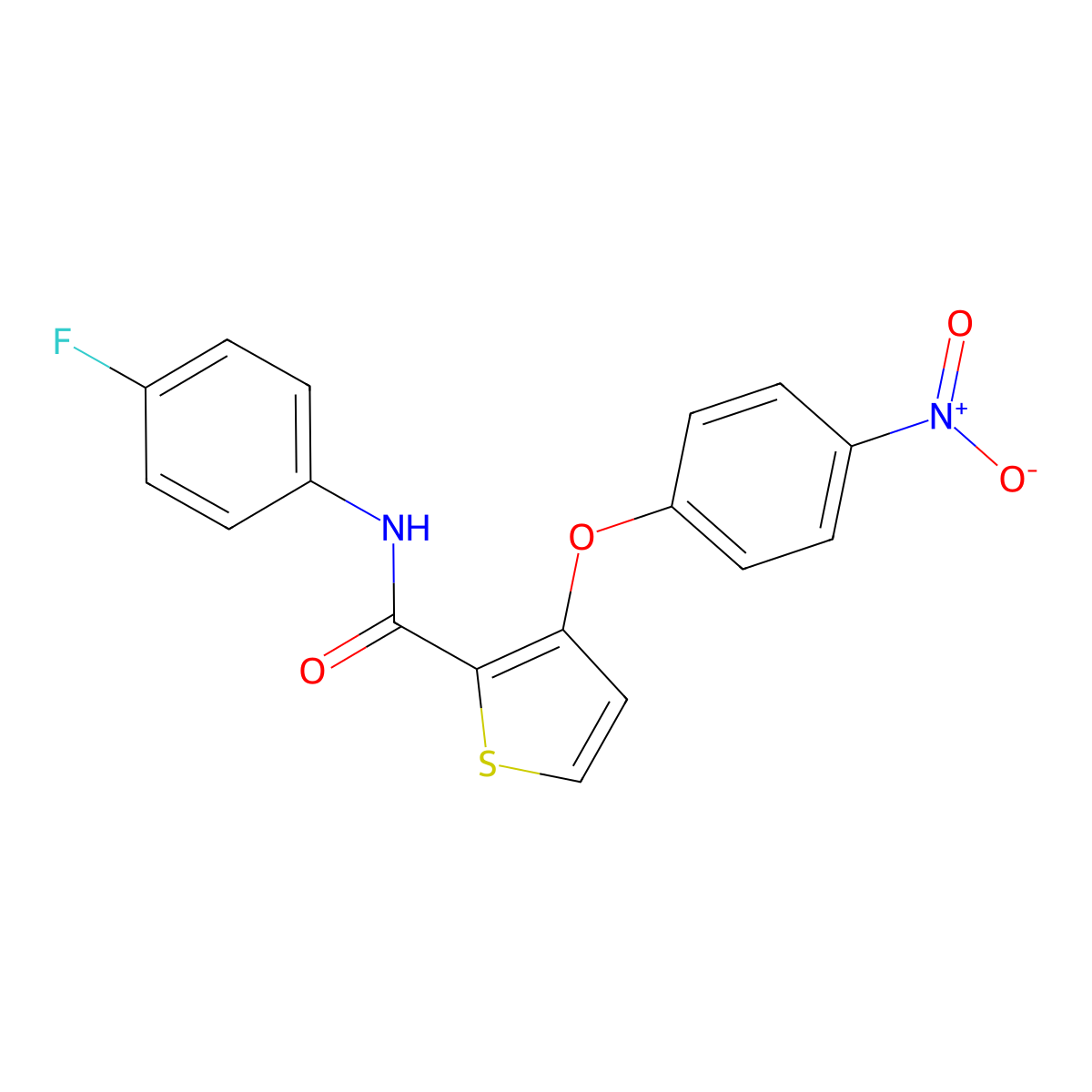 N-(4-fluorophenyl)-3-(4-nitrophenoxy)thiophene-2-carboxamide molecular structure, CAS 252026-86-1