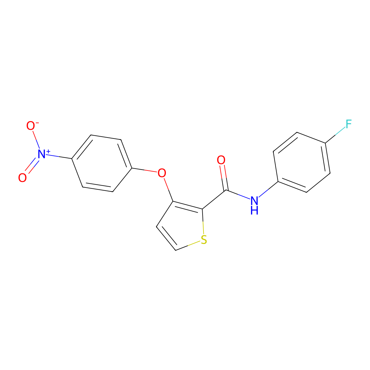 N-(4-fluorophenyl)-3-(4-nitrophenoxy)thiophene-2-carboxamide molecular structure, CAS 252026-86-1