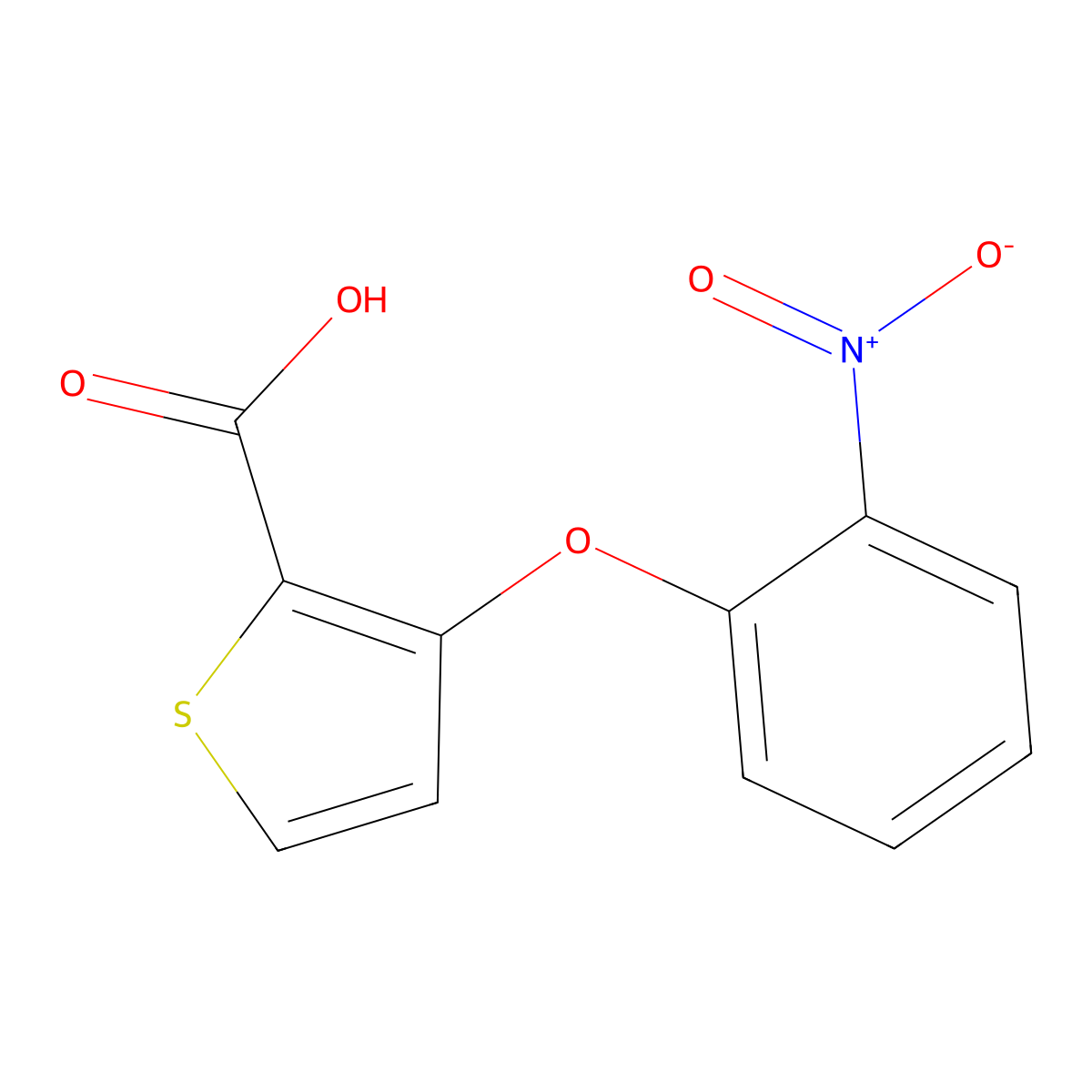 3-(2-Nitrophenoxy)thiophene-2-carboxylic acid molecular structure, CAS 252026-99-6