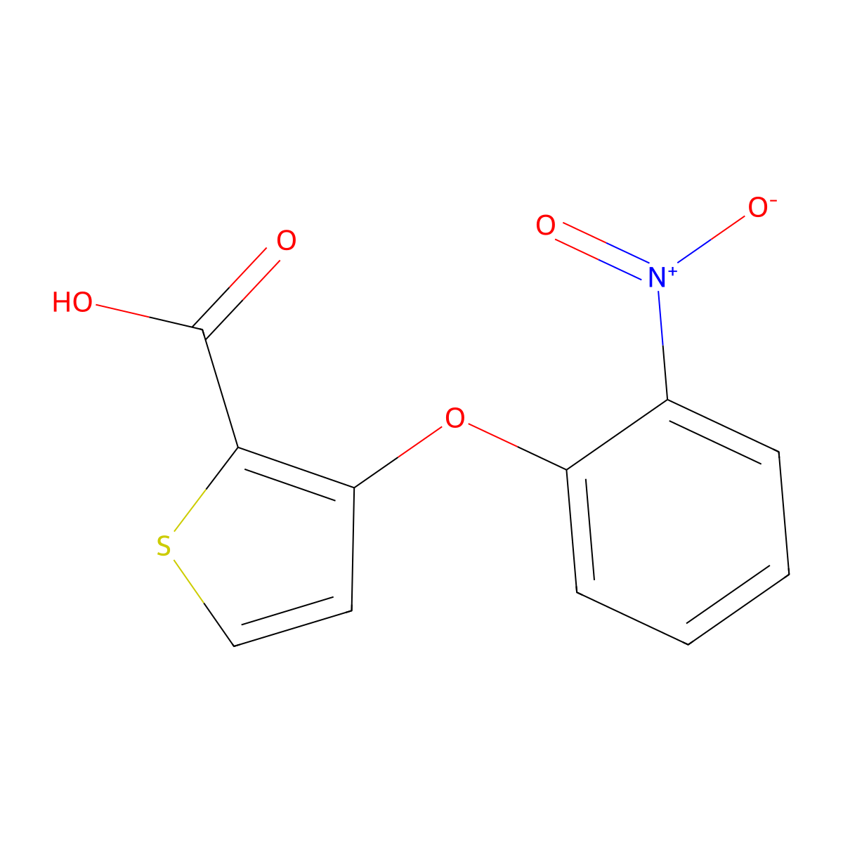 3-(2-Nitrophenoxy)thiophene-2-carboxylic acid molecular structure, CAS 252026-99-6