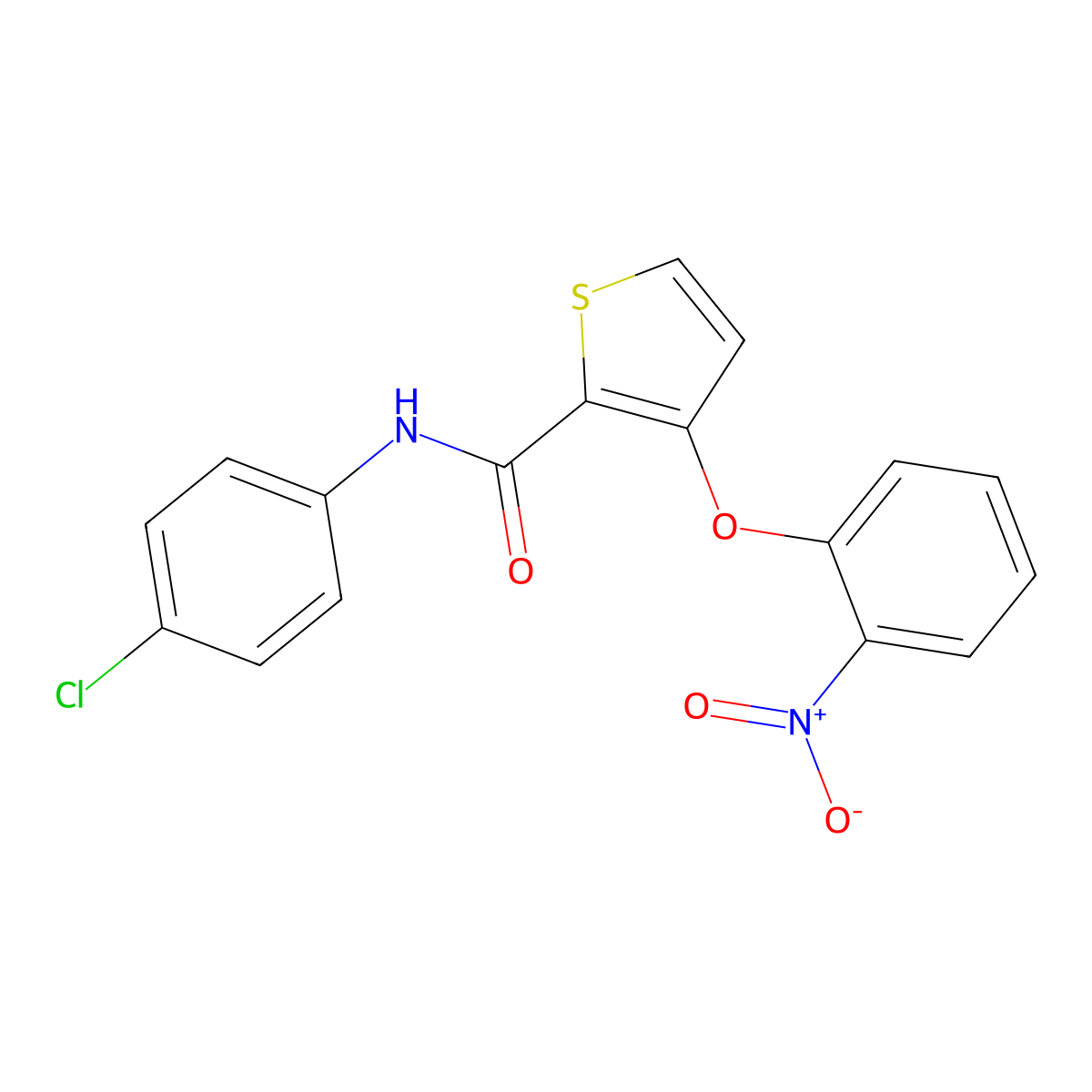 N-(4-chlorophenyl)-3-(2-nitrophenoxy)thiophene-2-carboxamide molecular structure, CAS 252027-03-5