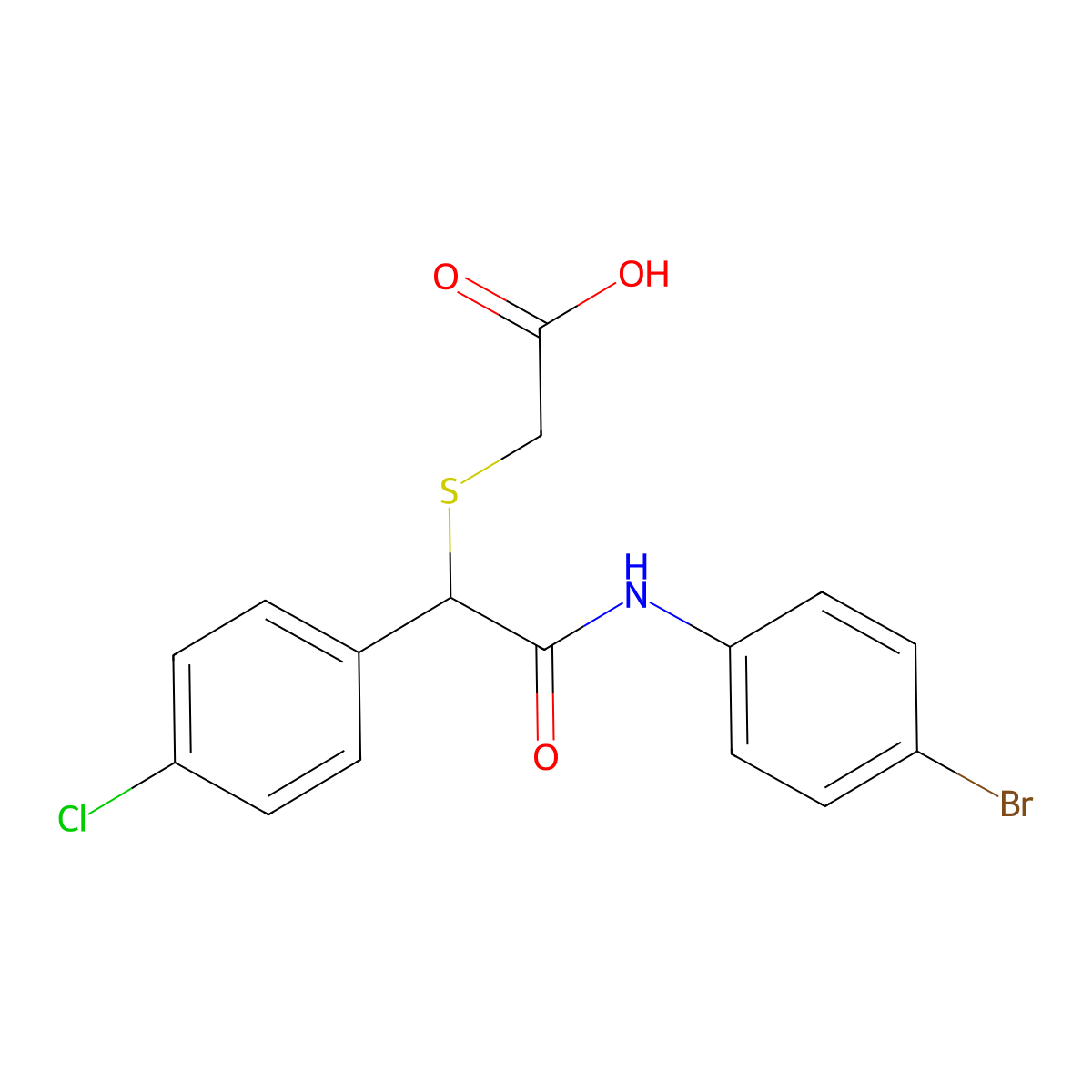 2-{[2-(4-Bromoanilino)-1-(4-chlorophenyl)-2-oxoethyl]sulfanyl}acetic acid molecular structure, CAS 252027-06-8