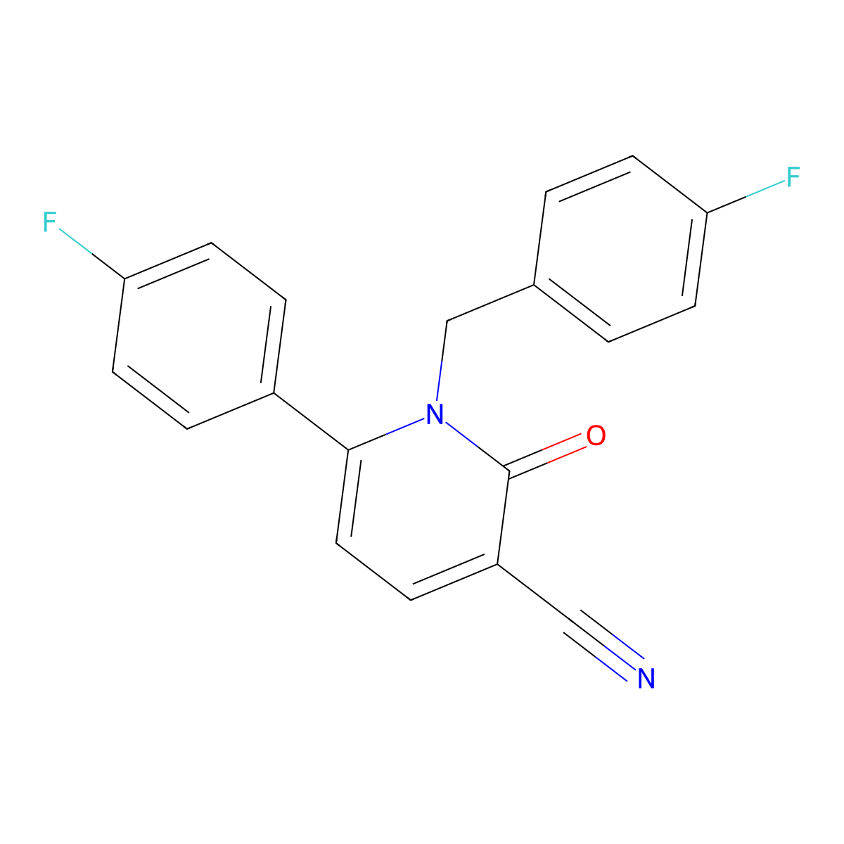 1-(4-Fluorobenzyl)-6-(4-fluorophenyl)-2-oxo-1,2-dihydro-3-pyridinecarbonitrile molecular structure, CAS 252027-10-4